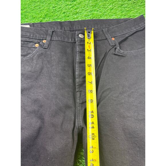 Levi’s Premium Mens 501 Black Button Fly Jeans 36x32 Straight Leg Denim Fit Slim - Picture 13 of 16